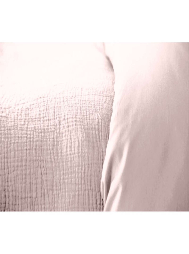 Parure de lit 2 places en double gaze de coton grande taille Rose - Kiabi