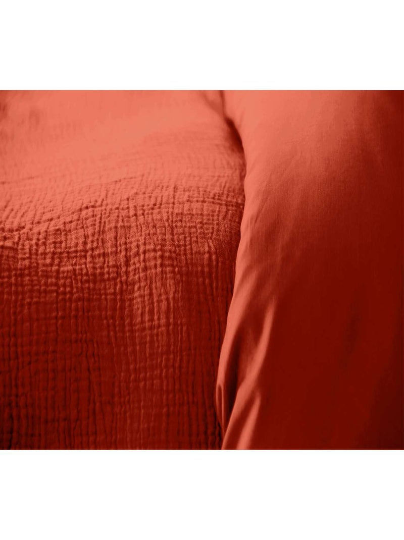 Parure de lit 2 places en double gaze de coton grande taille Rouge - Kiabi