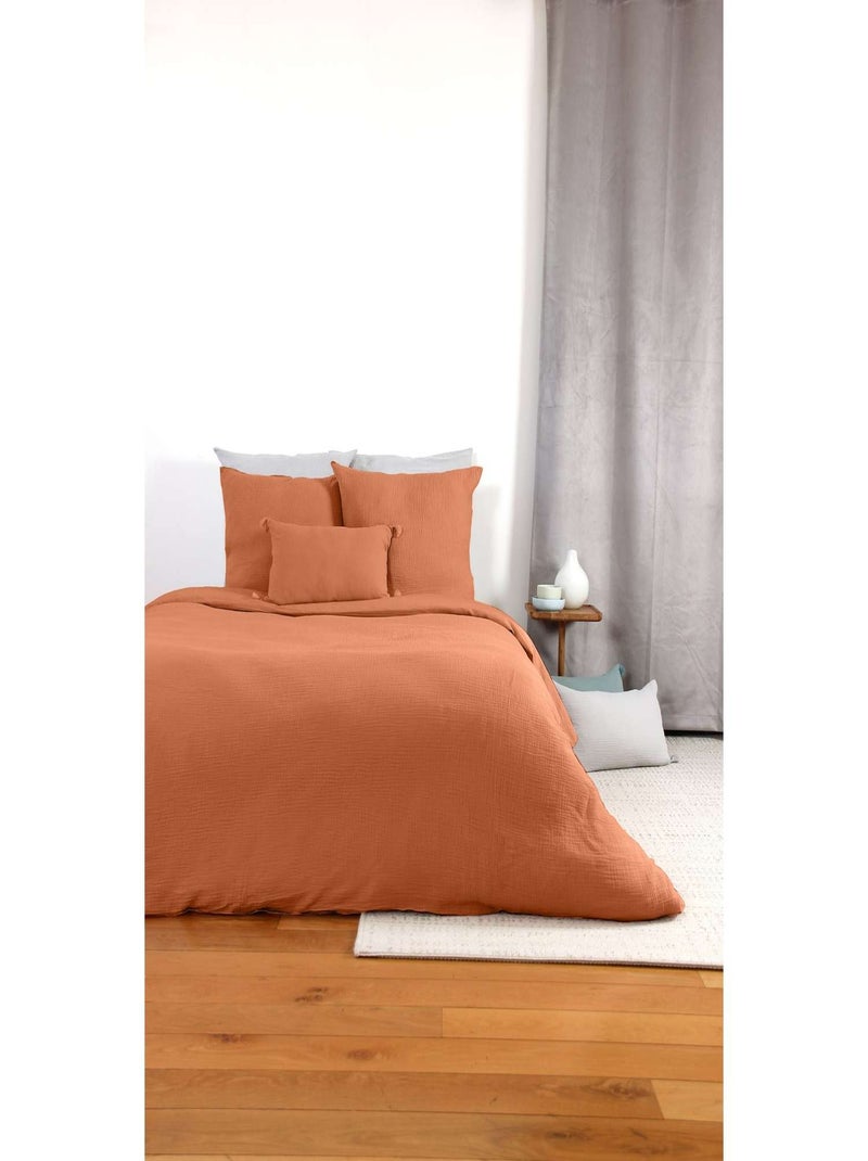 Parure de lit 2 places en double gaze de coton Marron - Kiabi