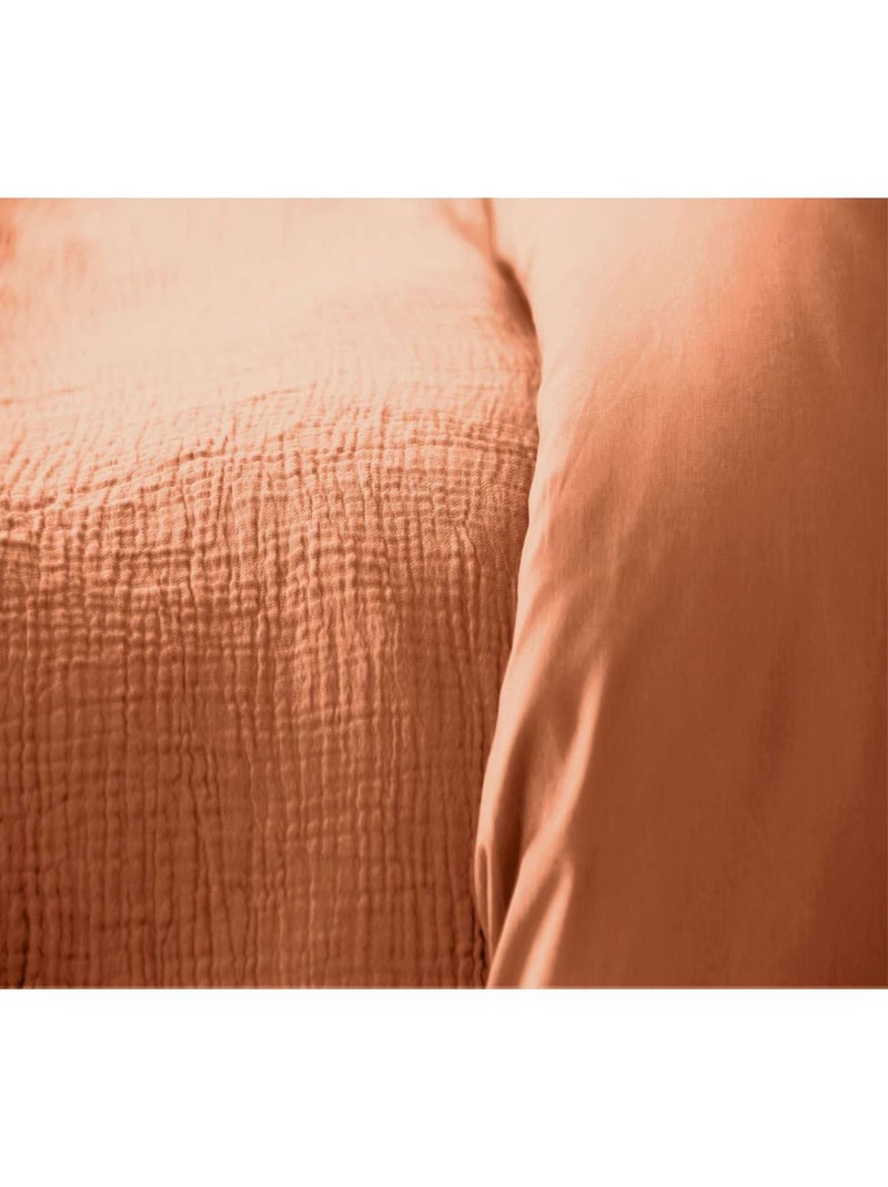 Parure de lit 2 places en double gaze de coton Marron - Kiabi