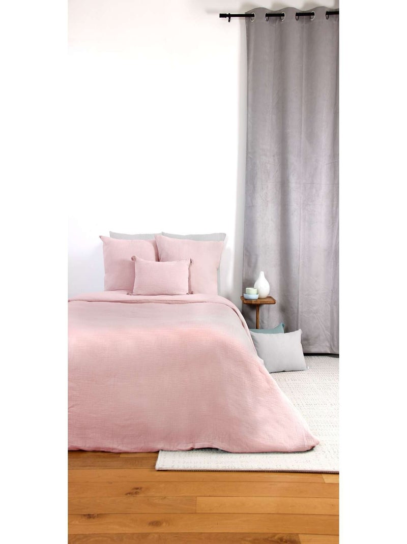 Parure de lit 2 places en double gaze de coton Rose - Kiabi