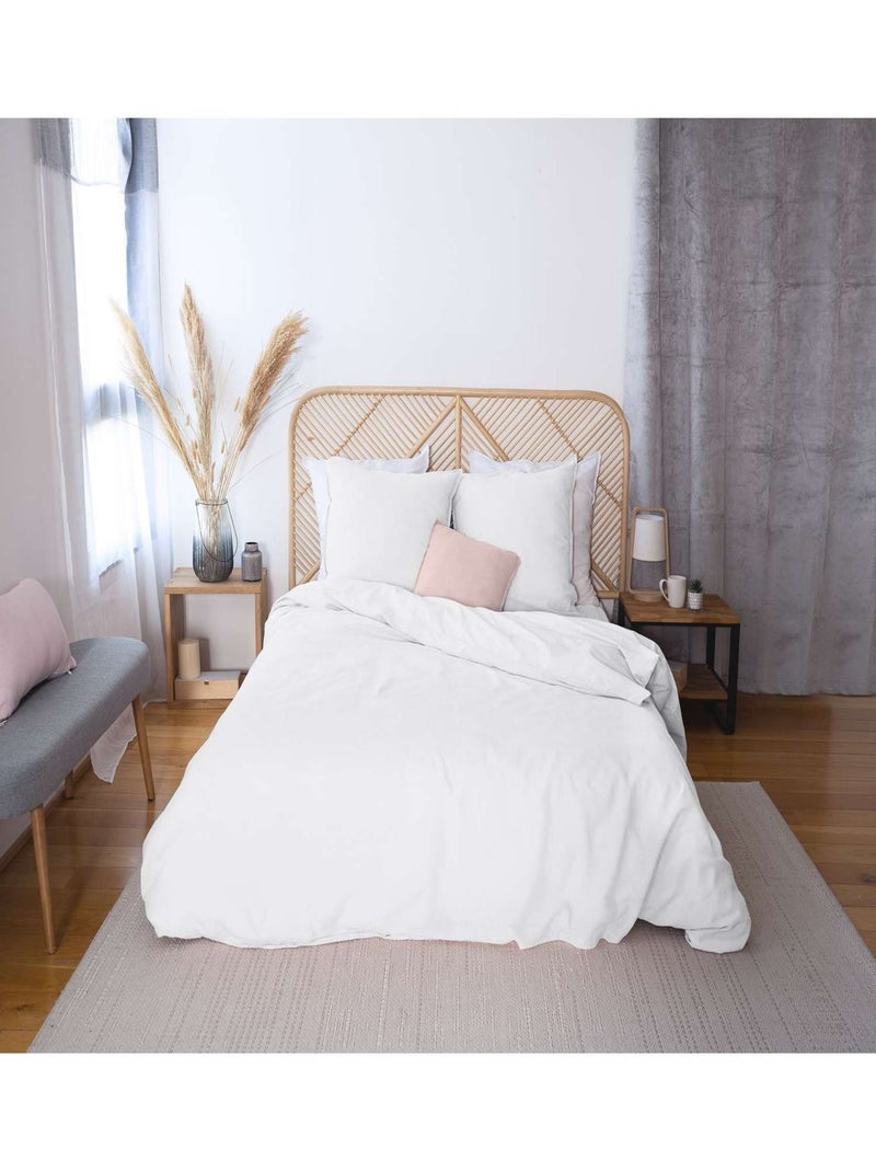 Parure de lit 2 places en lin et coton Blanc - Kiabi