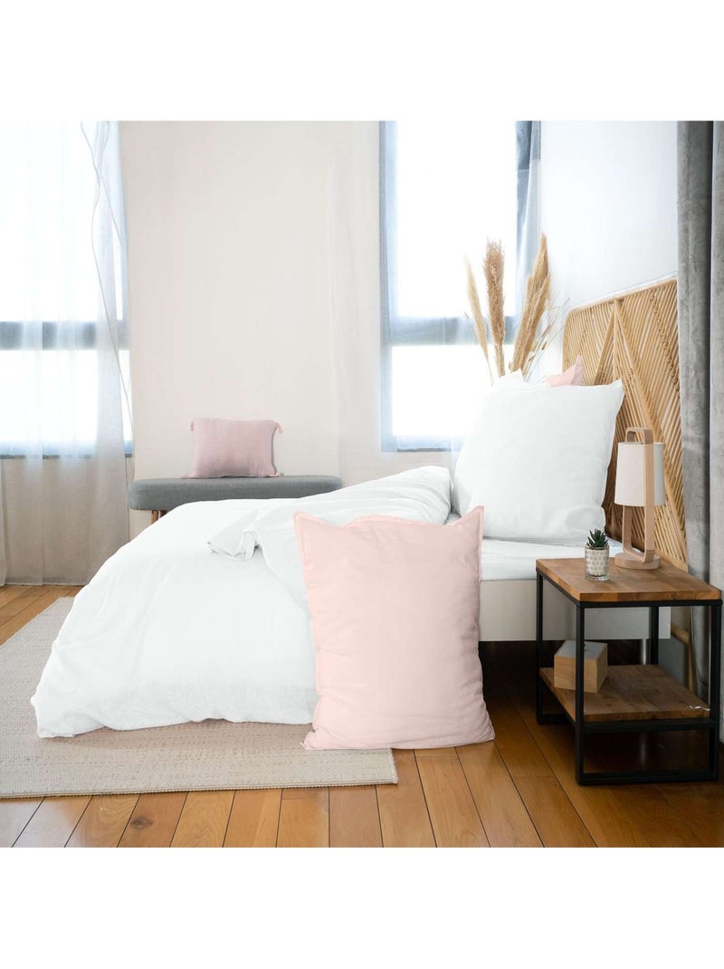 Parure de lit 2 places en lin et coton Blanc - Kiabi