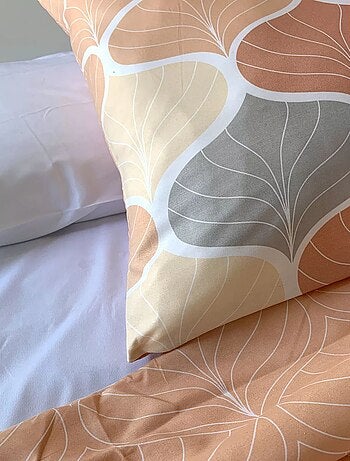 Parure de lit 2 places en microfibre motif nid d'abeille ALAMEDA