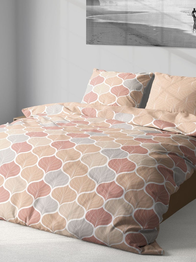 Parure de lit 2 places en microfibre motif nid d'abeille ALAMEDA Rose - Kiabi