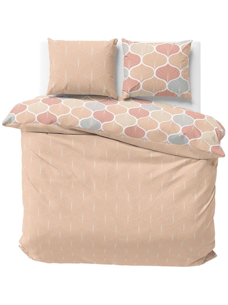 Parure de lit 2 places en microfibre motif nid d'abeille ALAMEDA Rose - Kiabi