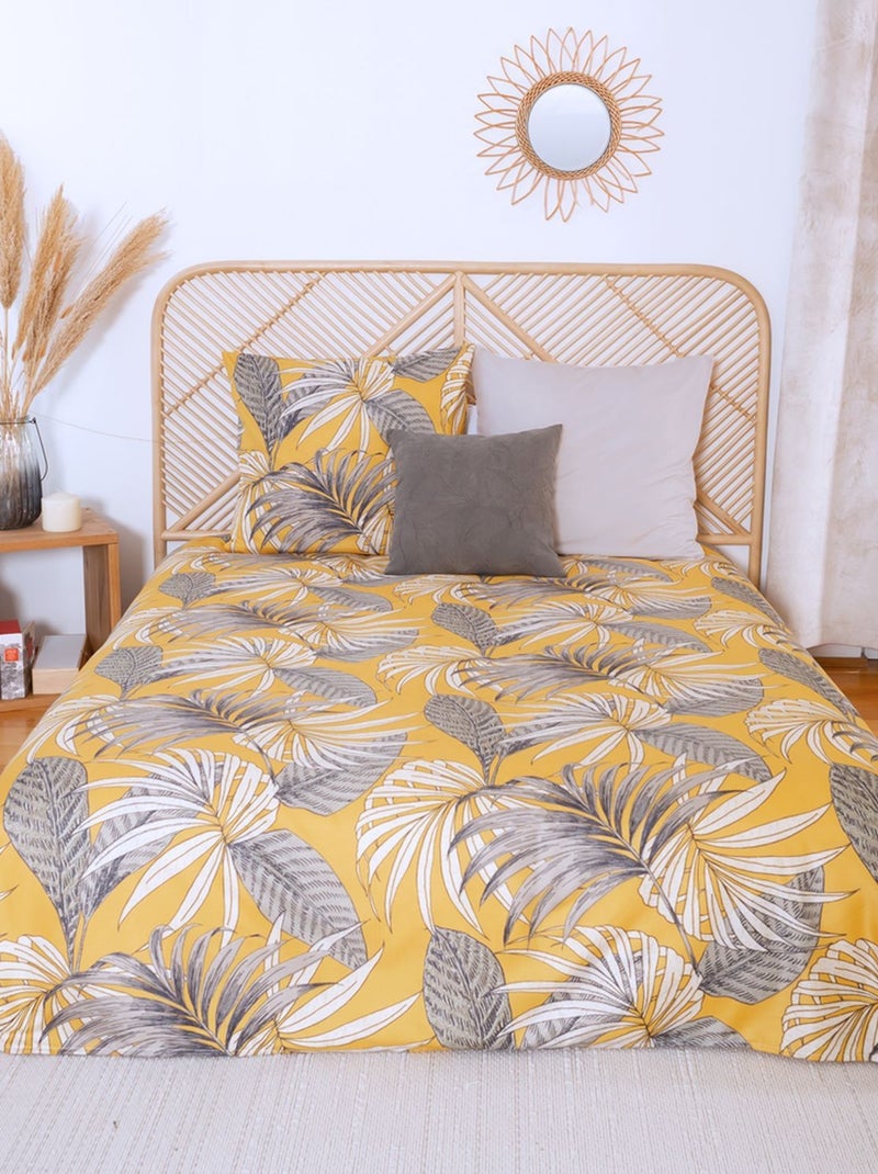 Parure de lit 2 places en microfibre motif tropical ADELANTO Jaune - Kiabi