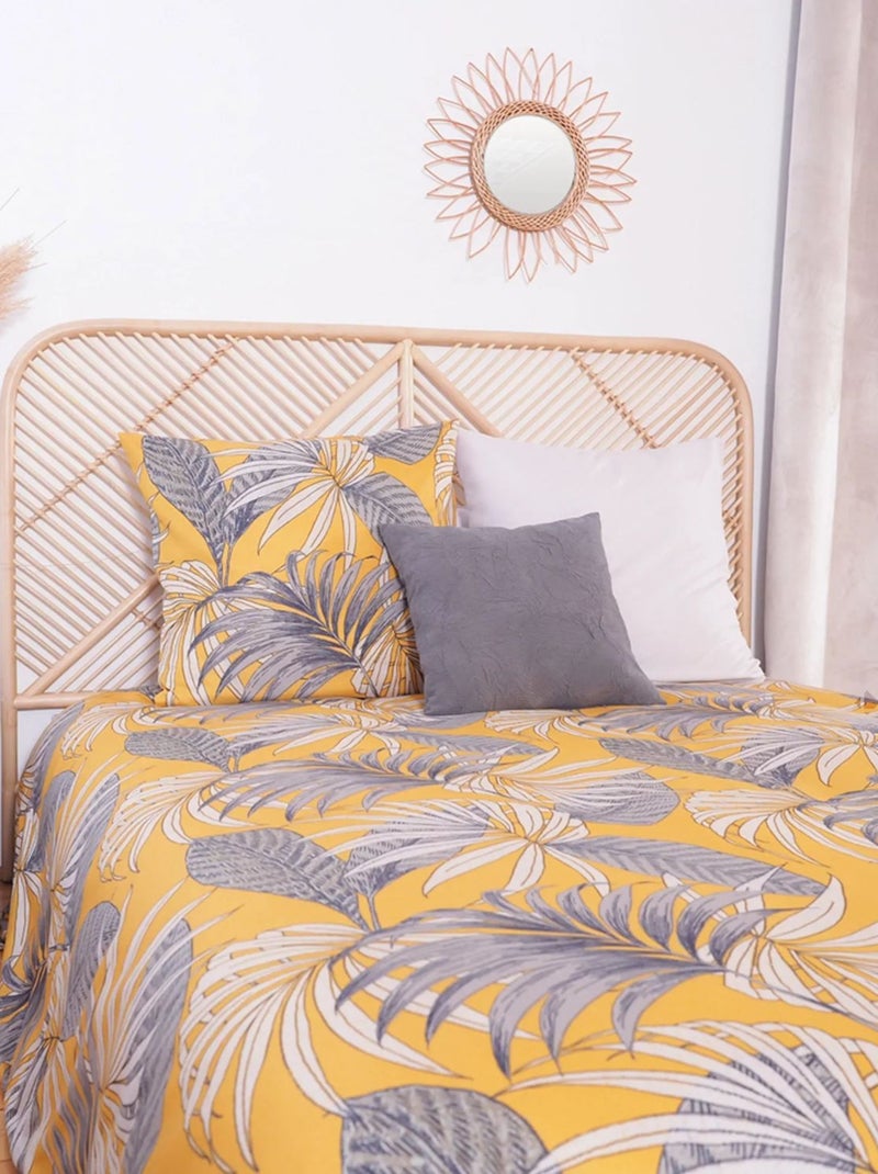 Parure de lit 2 places en microfibre motif tropical ADELANTO Jaune - Kiabi