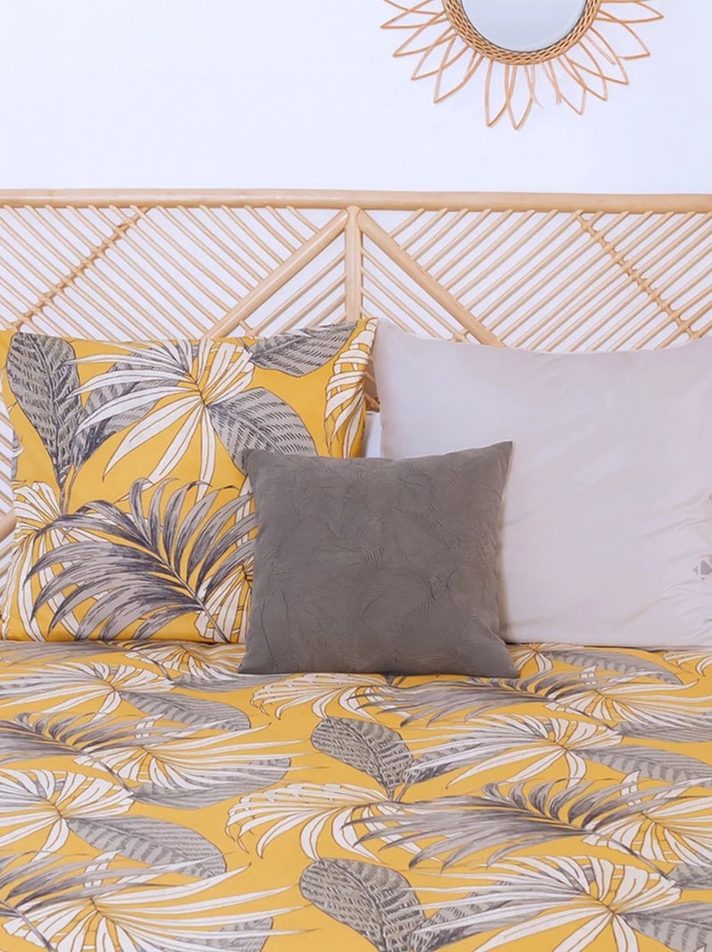 Parure de lit 2 places en microfibre motif tropical ADELANTO Jaune - Kiabi