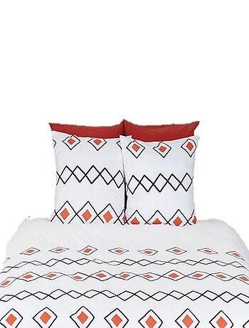 Parure de lit 2 places en microfibre motifs ethniques losanges AGOURA