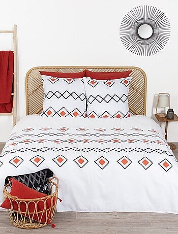 Parure de lit 2 places en microfibre motifs ethniques losanges AGOURA
