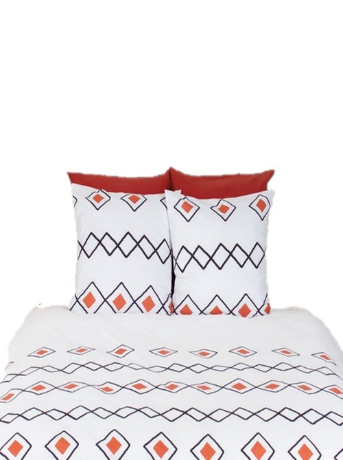 Parure de lit 2 places en microfibre motifs ethniques losanges AGOURA - Kiabi