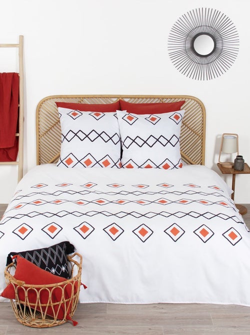 Parure de lit 2 places en microfibre motifs ethniques losanges AGOURA - Kiabi