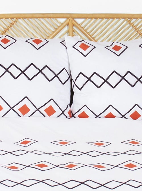 Parure de lit 2 places en microfibre motifs ethniques losanges AGOURA - Kiabi