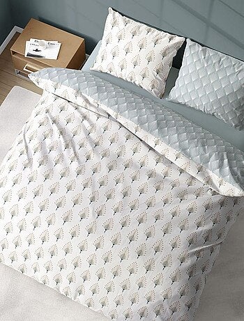 Parure de lit 2 places en microfibre motifs plumes AMADOR