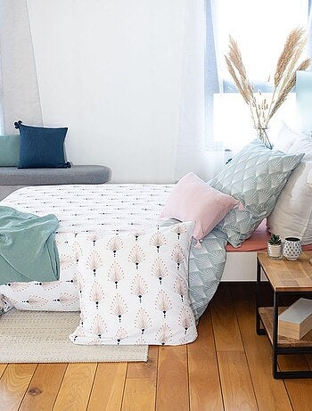 Parure de lit 2 places en microfibre motifs plumes AMADOR