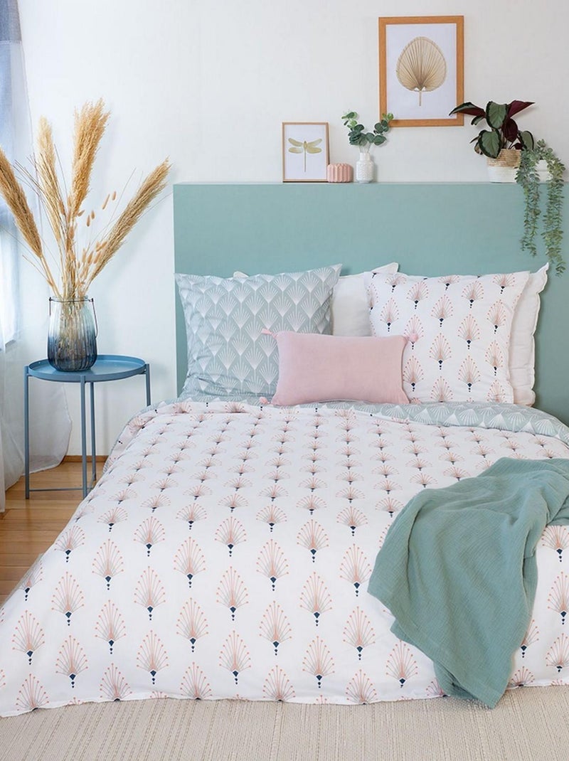 Parure de lit 2 places en microfibre motifs plumes AMADOR Bleu - Kiabi