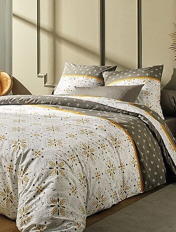 Parure de lit 2 places percale de coton à motifs