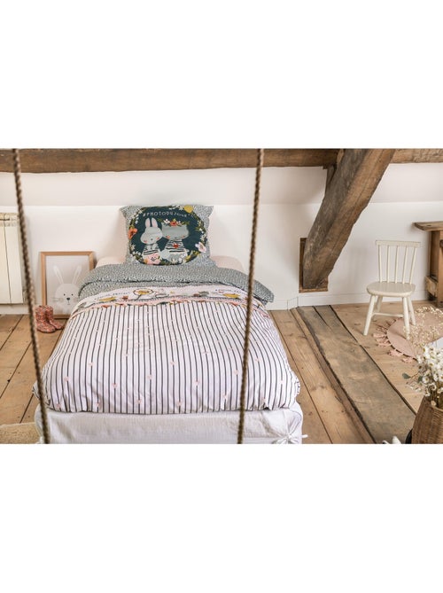 Parure de Lit + 2 Taies d'Oreiller – coton 57 fils Jardinage - Kiabi