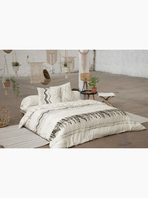 Parure de lit + 2 taies d’oreiller – Coton 57 fils – Motif Berbère - Kiabi