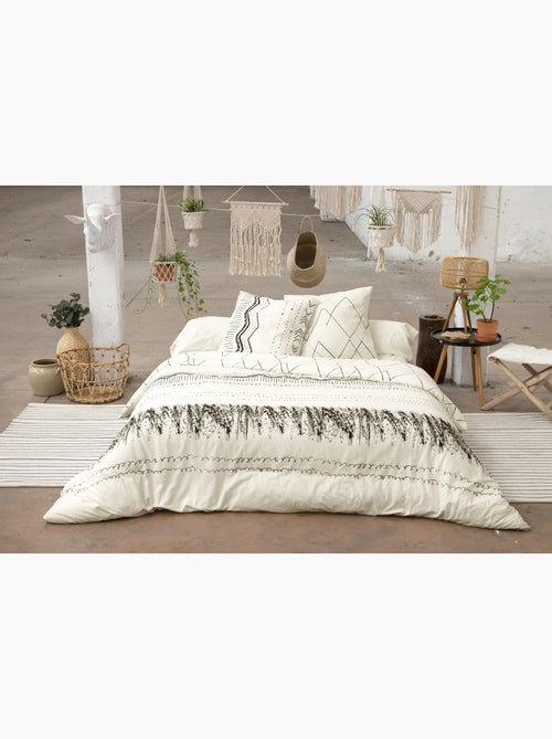 Parure de lit + 2 taies d’oreiller – Coton 57 fils – Motif Berbère - Kiabi