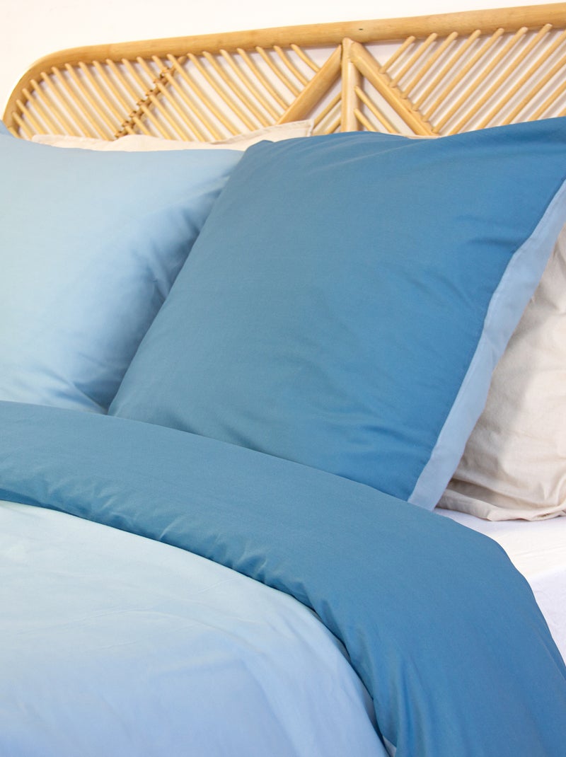 Parure de lit + 2 taies d'oreiller en coton uni 240x220 - 260x240 Bleu - Kiabi
