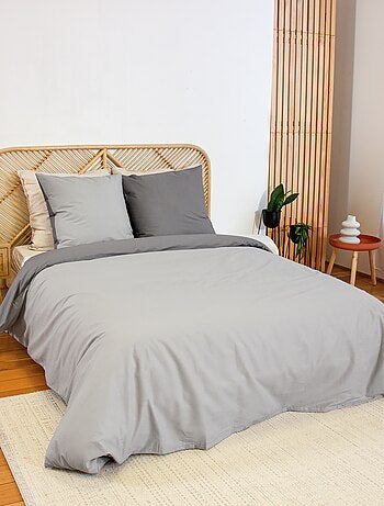 Parure de lit + 2 taies d'oreiller en coton uni 240x220 - 260x240