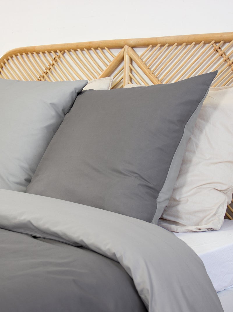 Parure de lit + 2 taies d'oreiller en coton uni 240x220 - 260x240 Gris - Kiabi
