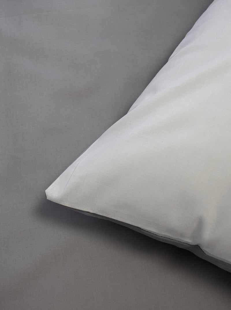 Parure de lit + 2 taies d'oreiller en coton uni 240x220 - 260x240 Gris - Kiabi