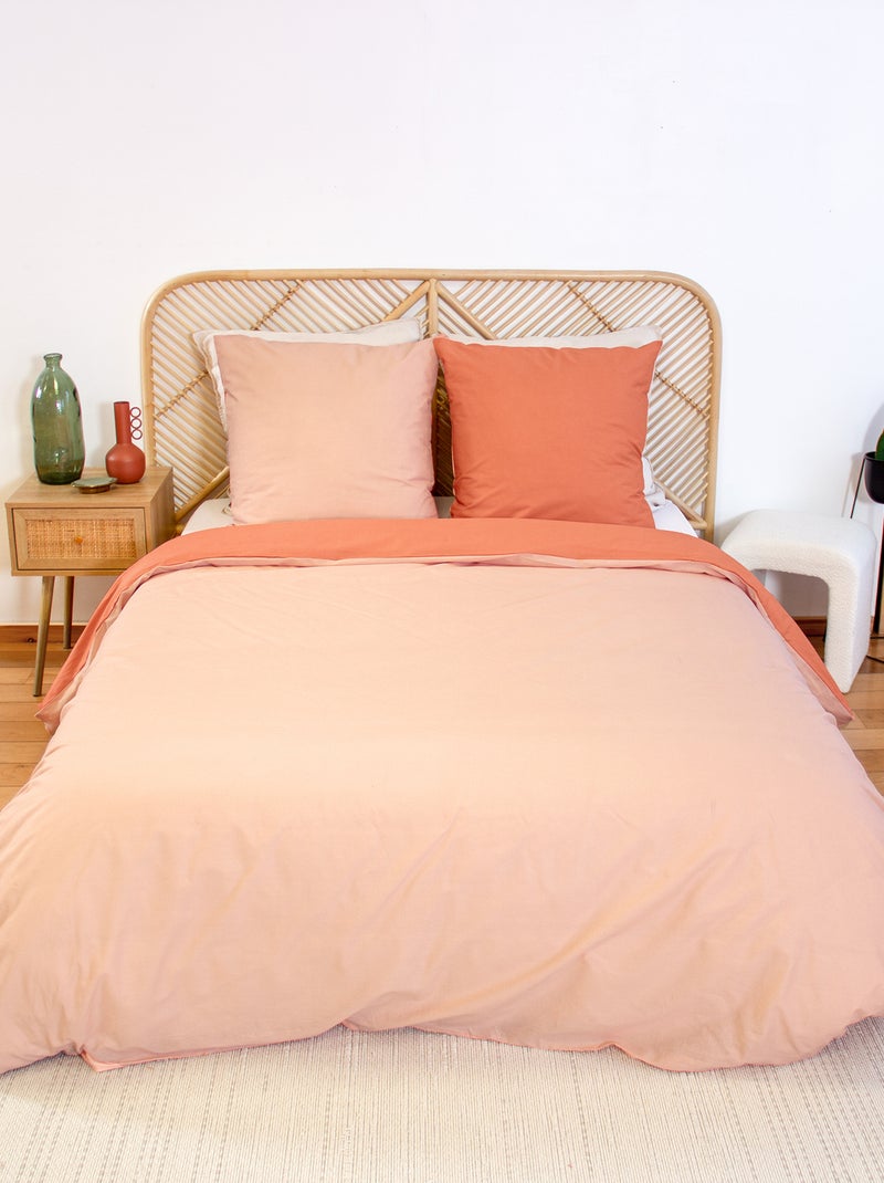 Parure de lit + 2 taies d'oreiller en coton uni 240x220 - 260x240 Orange - Kiabi