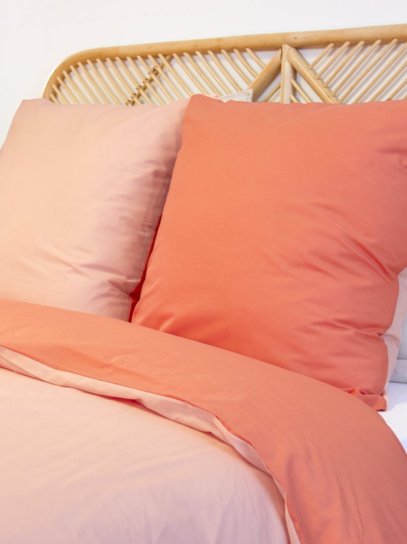 Parure de lit + 2 taies d'oreiller en coton uni 240x220 - 260x240 Orange - Kiabi