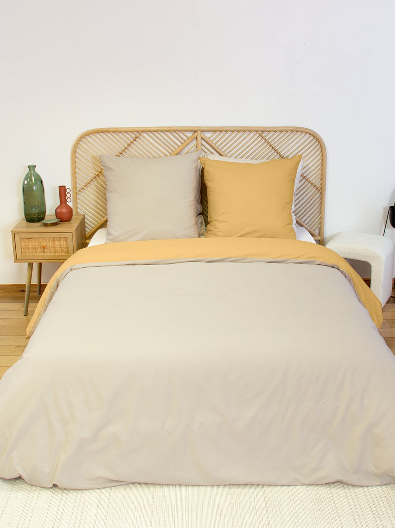 Parure de lit + 2 taies d'oreiller en coton uni 240x220 - 260x240 Orange - Kiabi