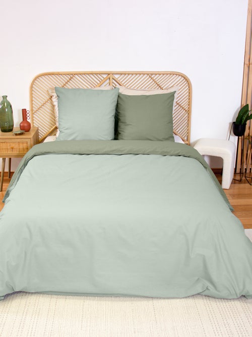 Parure de lit + 2 taies d'oreiller en coton uni 240x220 - 260x240 - Kiabi