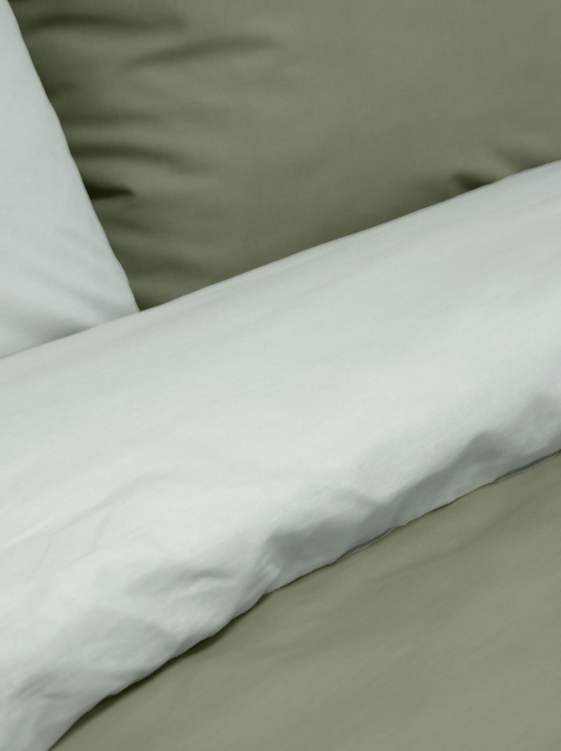 Parure de lit + 2 taies d'oreiller en coton uni 240x220 - 260x240 Vert - Kiabi