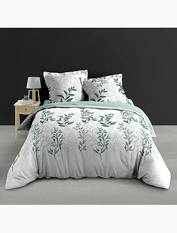 Parure de lit + 2 taies – Percale 78 fils – WENDY – Imprimé feuillage