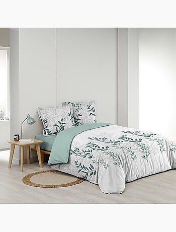 Parure de lit + 2 taies – Percale 78 fils – WENDY – Imprimé feuillage
