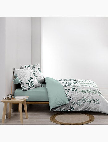 Parure de lit + 2 taies – Percale 78 fils – WENDY – Imprimé feuillage