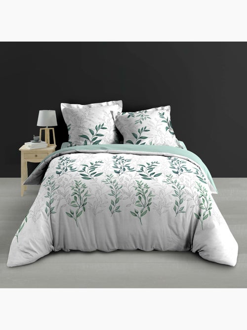Parure de lit + 2 taies – Percale 78 fils – WENDY – Imprimé feuillage - Kiabi