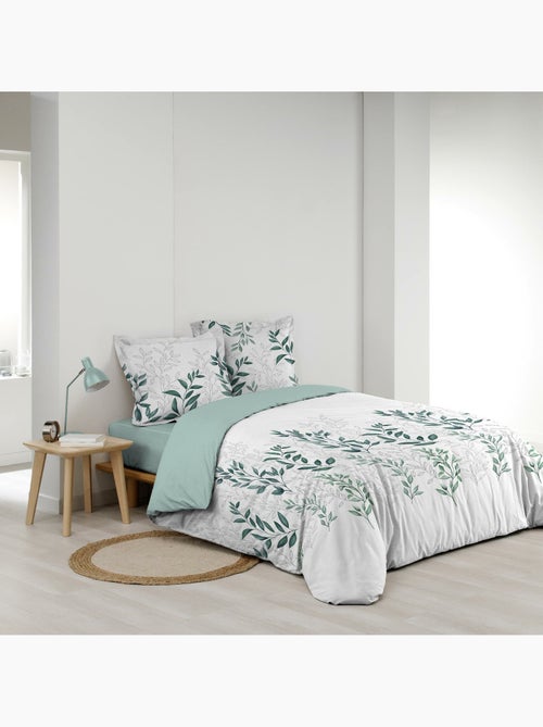 Parure de lit + 2 taies – Percale 78 fils – WENDY – Imprimé feuillage - Kiabi