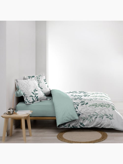 Parure de lit + 2 taies – Percale 78 fils – WENDY – Imprimé feuillage - Kiabi