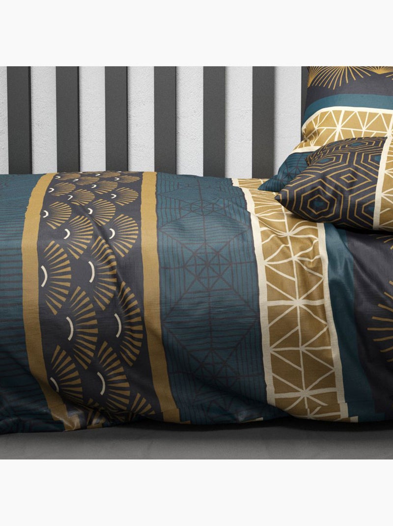 Parure de lit 200x200 cm coton 57 fils - 3 pièces Qoba Marron - Kiabi