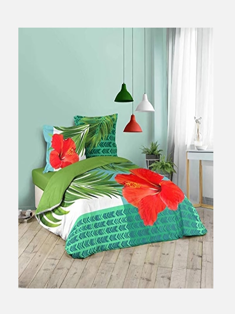Parure de lit 220 x 240 cm Althéa Vert/Prune - Kiabi