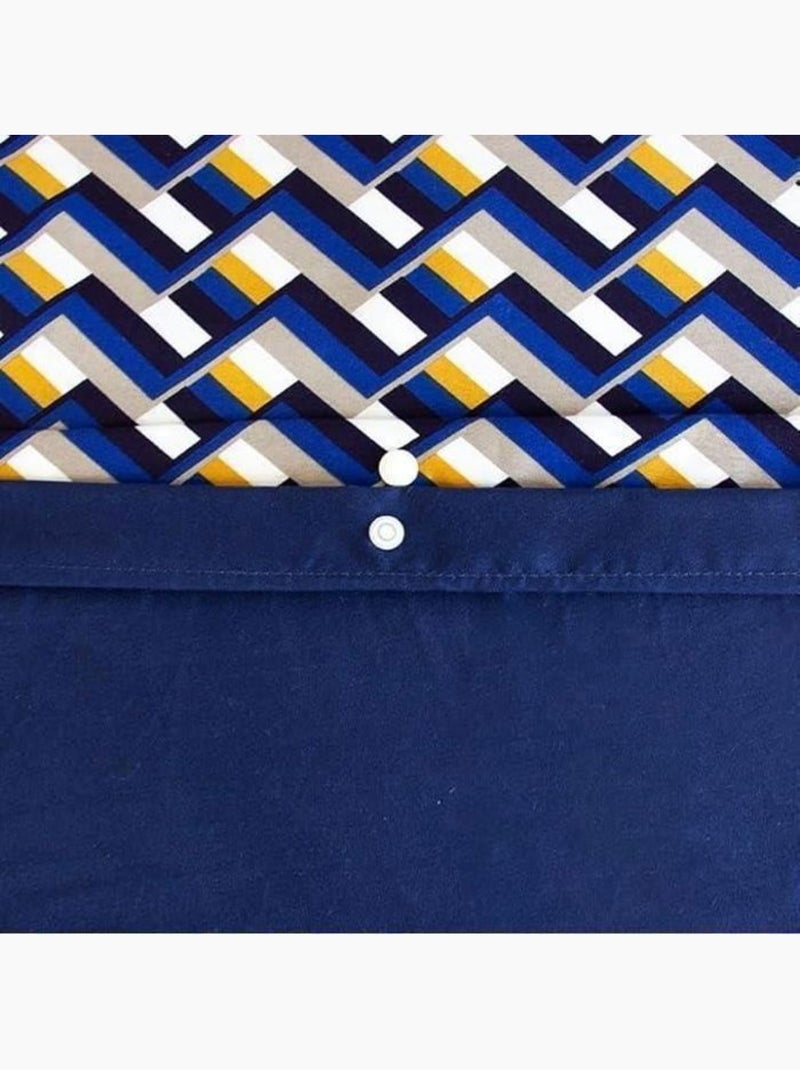 Parure de lit 220x240 cm - cote deco - géométrique bleu jaune - microfibre - 2 taies 63x63 cm Bleu - Kiabi