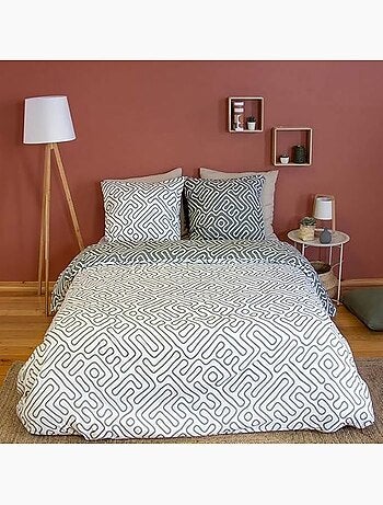 Parure de lit microfibre scandinave réversible - 3 pièces