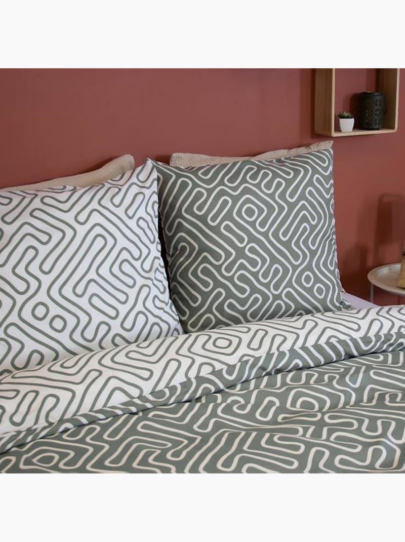 Parure de lit 220x240 cm - cote deco - géométrique gris et blanc - microfibre - réversible - adulte Blanc - Kiabi