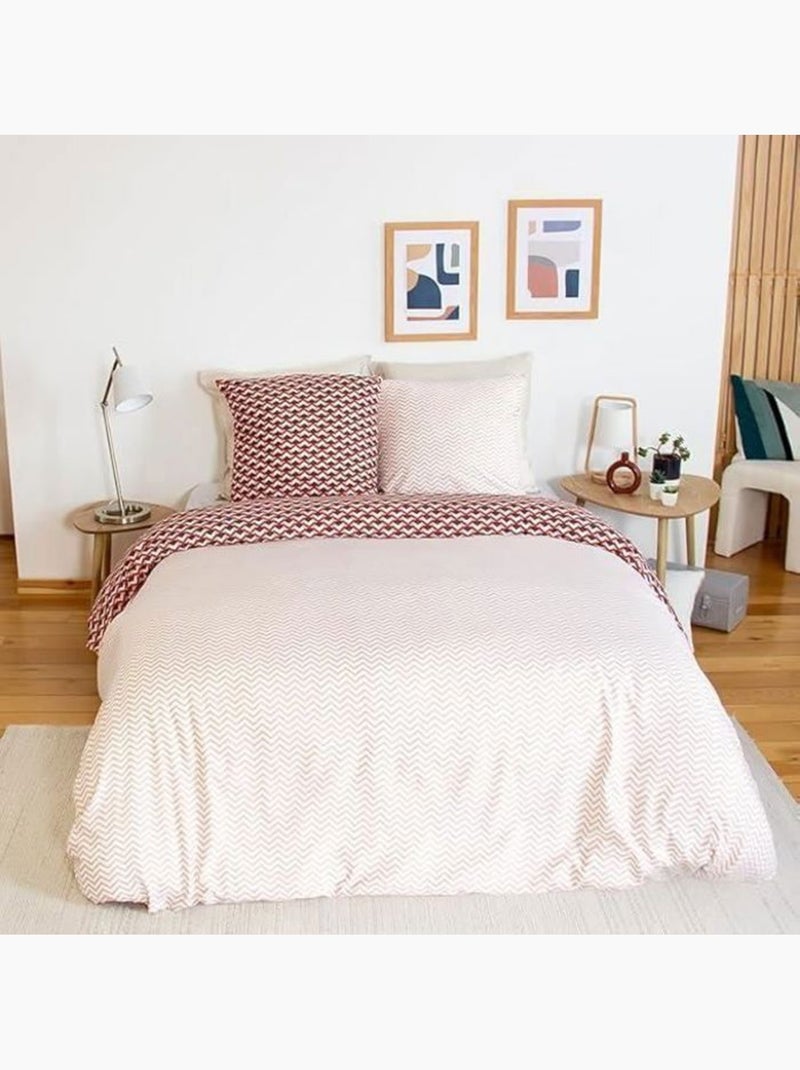 Parure de lit 220x240 cm - cote deco - imprimé géométrique - microfibre - rouge blanc - adulte Rouge - Kiabi