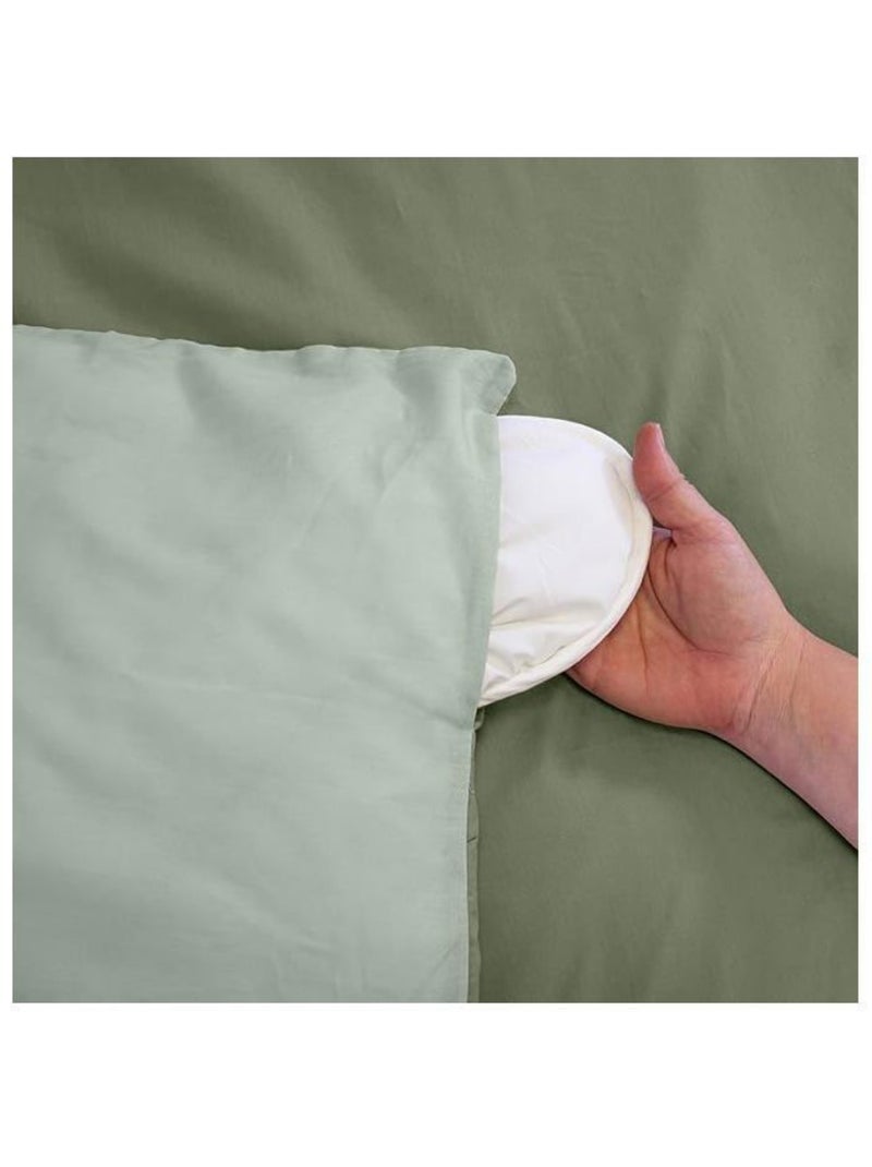 Parure de lit 220x240 cm côté déco 100% coton bicolore vert - housse de couette + 2 taies 63x63 cm Vert - Kiabi
