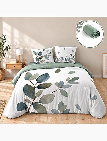 Parure de lit 240 x 220 cm 100% coton 42 fils joyce + drap housse