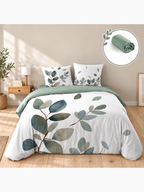 Parure de lit 240 x 220 cm 100% coton 42 fils joyce + drap housse - Kiabi Parure de lit 240 x 220 cm 100% coton 42 fils joyce + drap housse - Kiabi