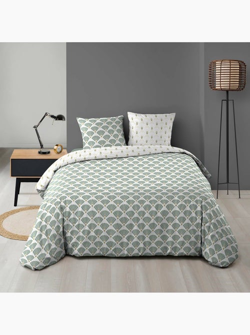 Parure de lit 240x220 cm + 2 taies – Microfibre imprimée DIANE – Motif vert d’eau & or - Kiabi